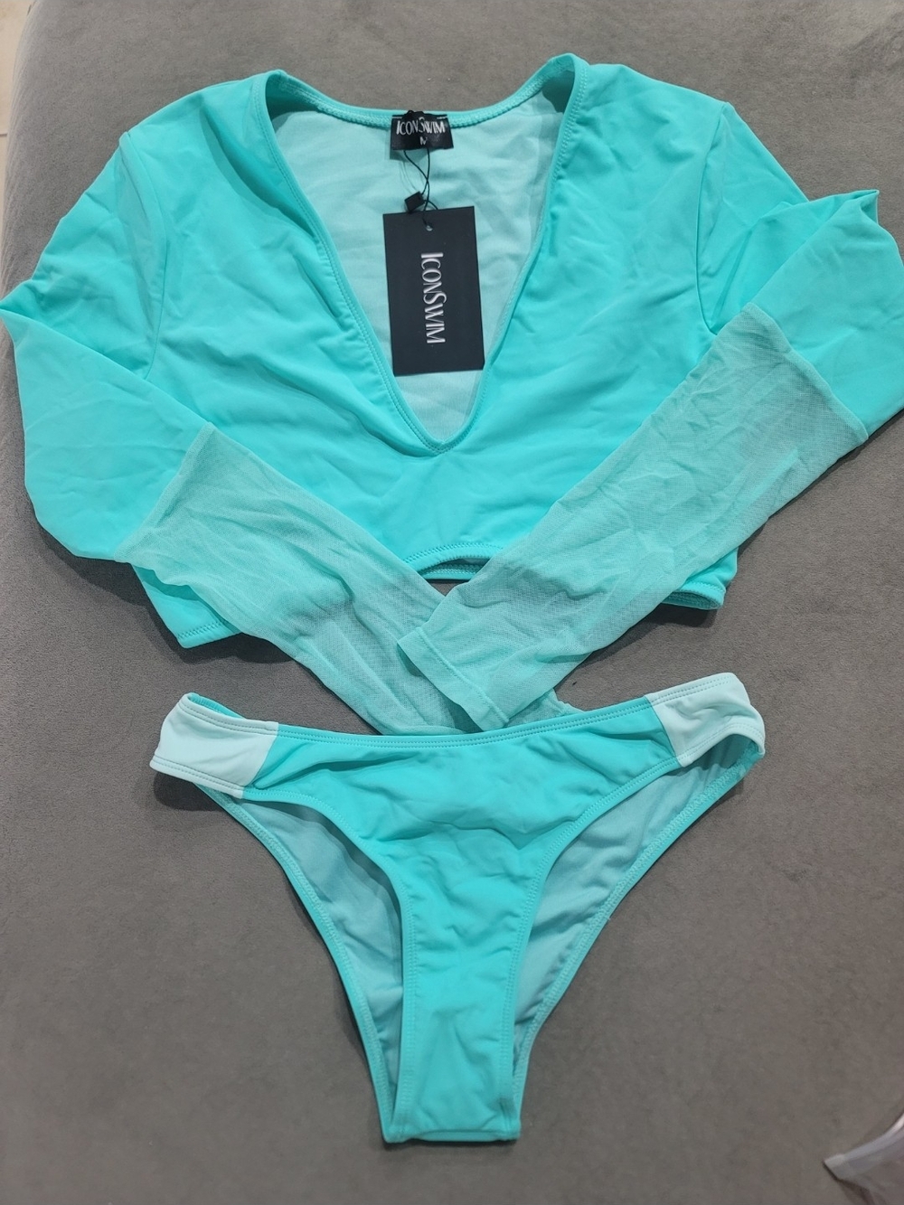 ICONSVIM Teal Long-Sleeve Bikini Set